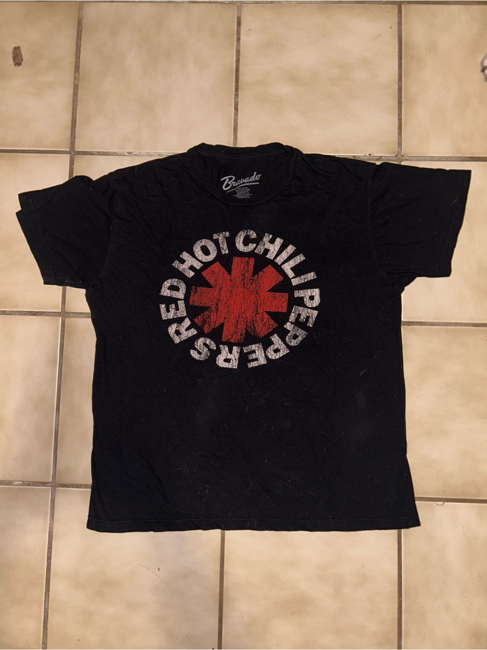 Bravado Black Short-Sleeve Tee with Red Band Emblem